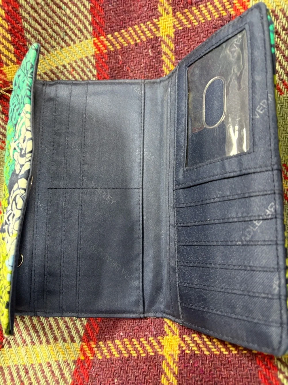 Quilted Floral Print Fold-Over Clutch Wallet - Green/Teal Vera Bradley - Picture 3 of 3